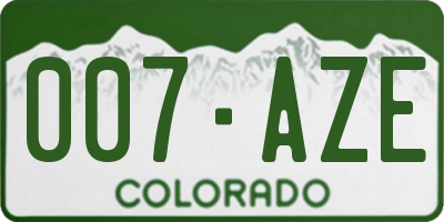 CO license plate 007AZE