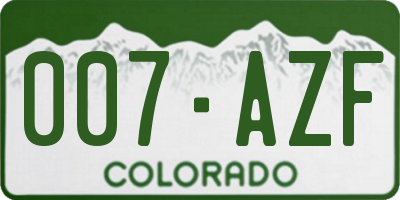 CO license plate 007AZF