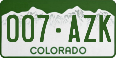 CO license plate 007AZK