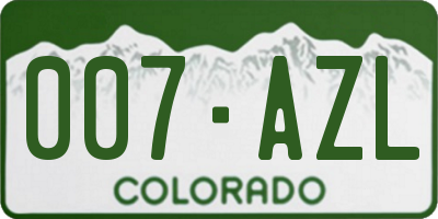 CO license plate 007AZL