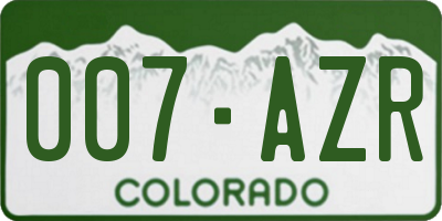 CO license plate 007AZR