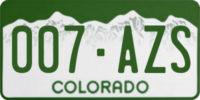 CO license plate 007AZS