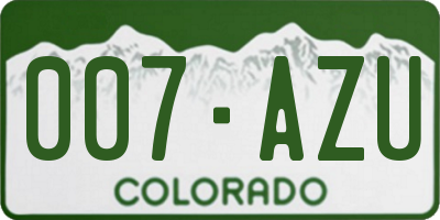 CO license plate 007AZU