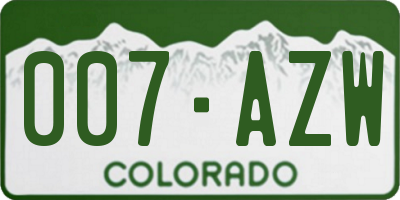 CO license plate 007AZW