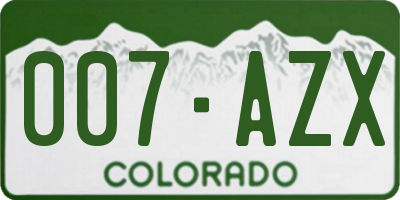 CO license plate 007AZX