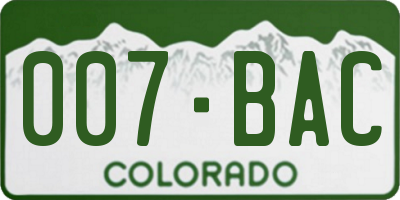 CO license plate 007BAC