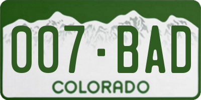 CO license plate 007BAD