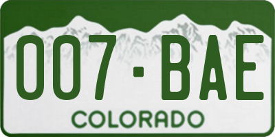 CO license plate 007BAE