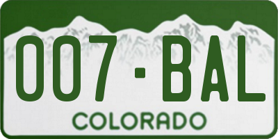 CO license plate 007BAL