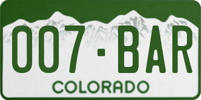 CO license plate 007BAR