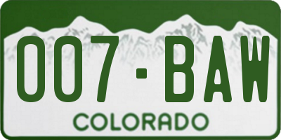 CO license plate 007BAW