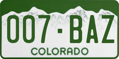CO license plate 007BAZ