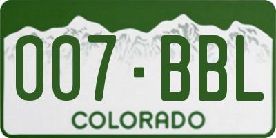 CO license plate 007BBL