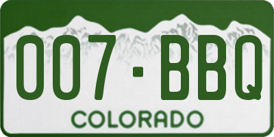 CO license plate 007BBQ