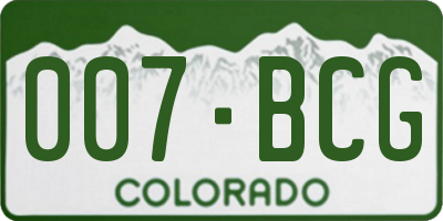 CO license plate 007BCG