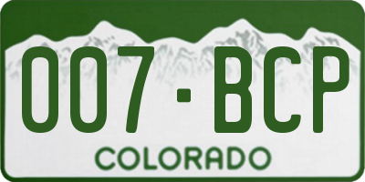 CO license plate 007BCP