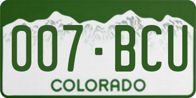 CO license plate 007BCU