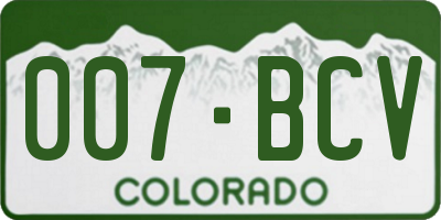 CO license plate 007BCV