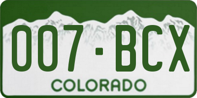 CO license plate 007BCX