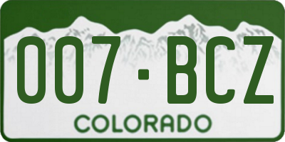 CO license plate 007BCZ