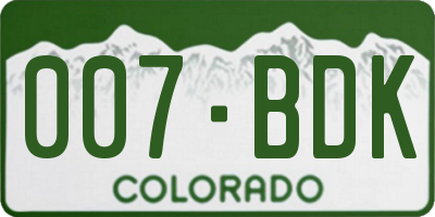 CO license plate 007BDK