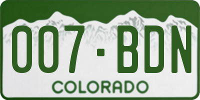 CO license plate 007BDN