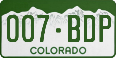 CO license plate 007BDP