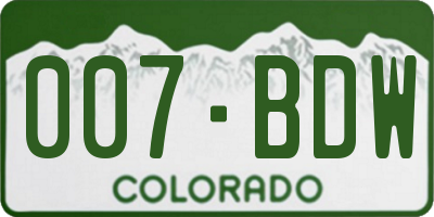 CO license plate 007BDW