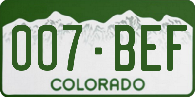 CO license plate 007BEF