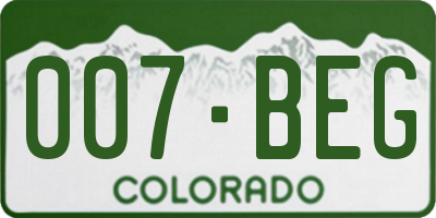 CO license plate 007BEG