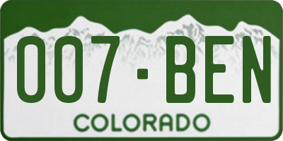 CO license plate 007BEN
