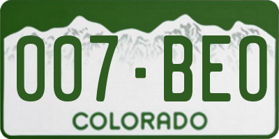 CO license plate 007BEO