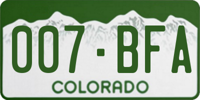 CO license plate 007BFA