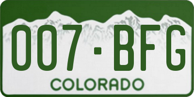 CO license plate 007BFG