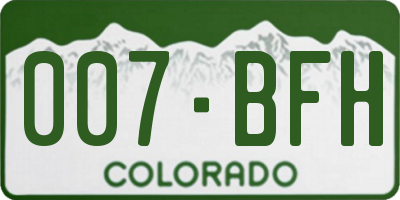 CO license plate 007BFH