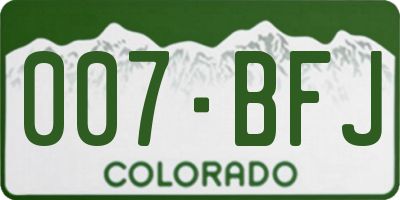 CO license plate 007BFJ