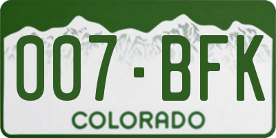 CO license plate 007BFK