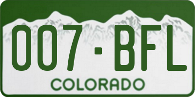 CO license plate 007BFL