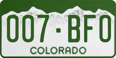 CO license plate 007BFO