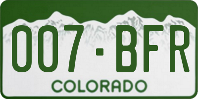 CO license plate 007BFR