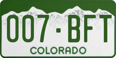 CO license plate 007BFT