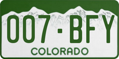 CO license plate 007BFY