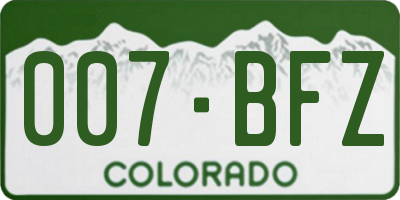 CO license plate 007BFZ