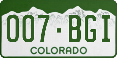 CO license plate 007BGI