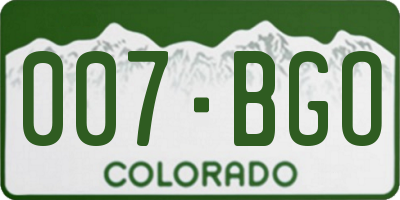 CO license plate 007BGO