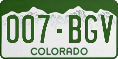 CO license plate 007BGV