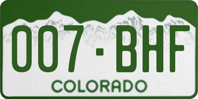 CO license plate 007BHF
