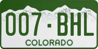 CO license plate 007BHL