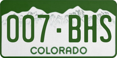 CO license plate 007BHS
