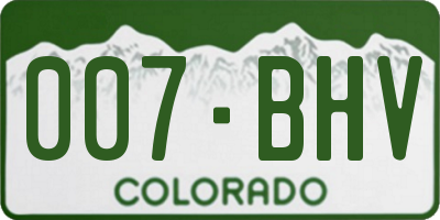 CO license plate 007BHV